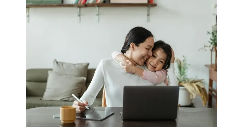 Mother and daughter on laptop