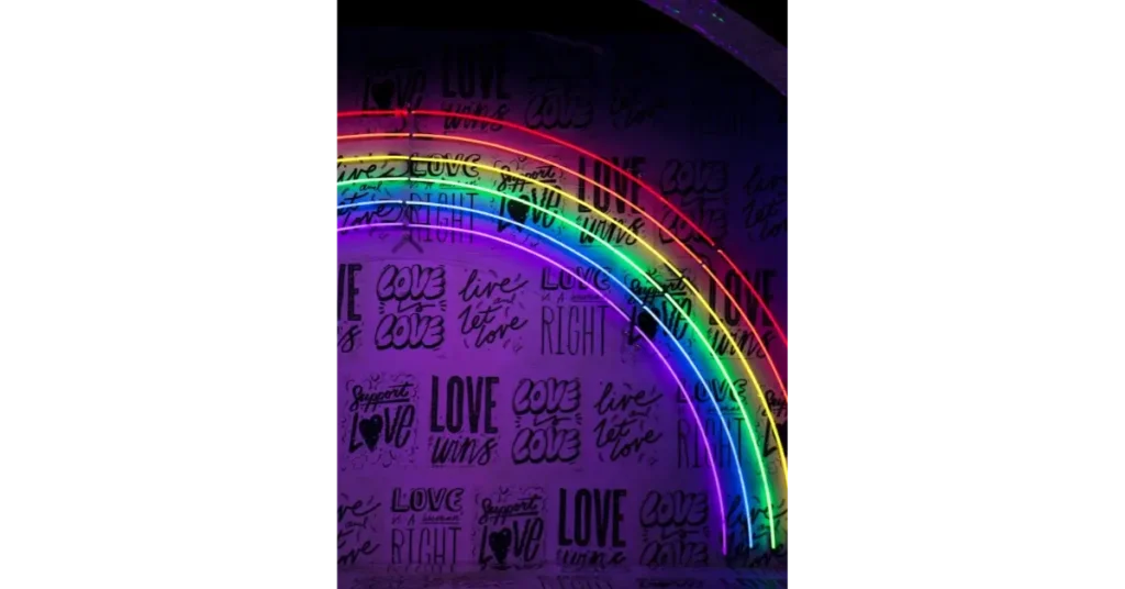 Love wall paint with rainbow