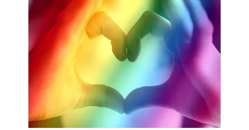 Self Love symbolisn - example heart with rainbow colors