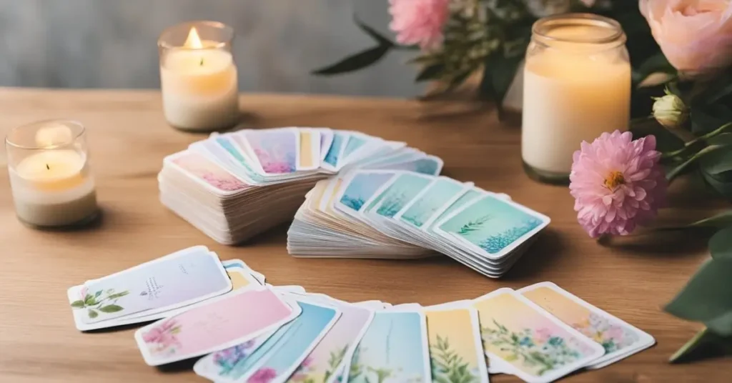 Card Deck on Table with candles