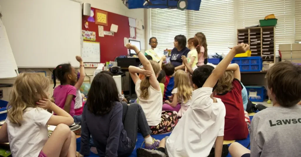 Kids raising Hands in class