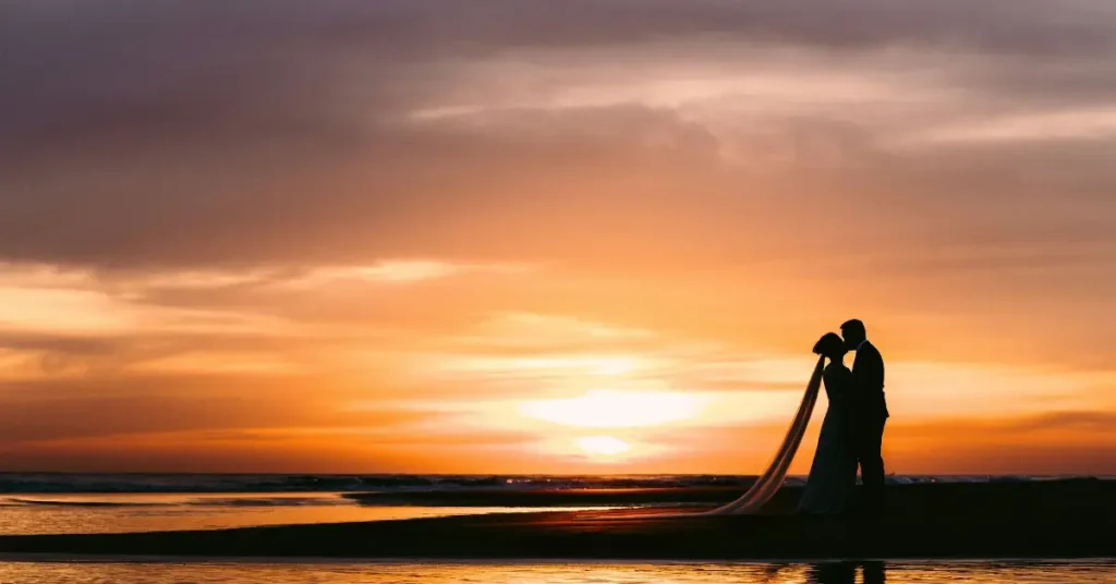 Just married picture at the beach