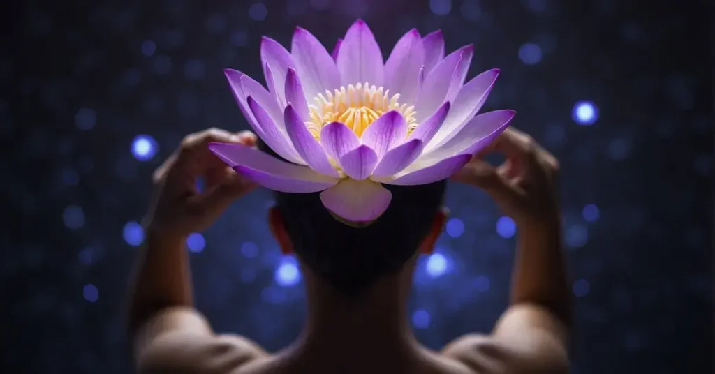 Lotus Flower on Mens Head