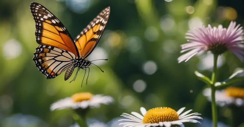 Butterfly with pink flower