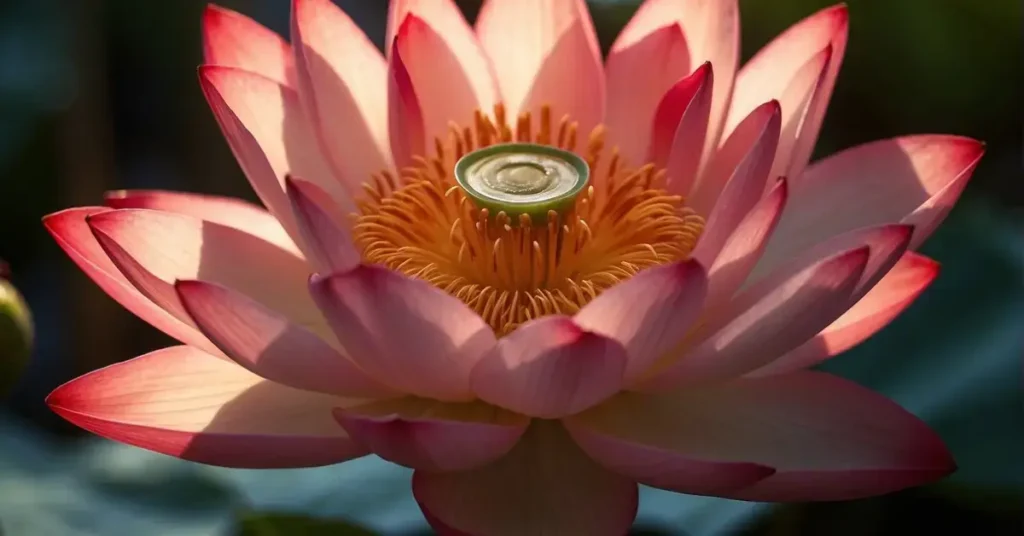 A glowing red lotus flower symbolizing the root chakra, surrounded by affirmations in bold, grounding colors