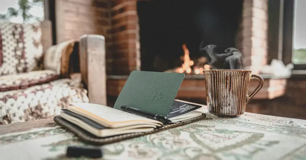 Coozy place to journal everything on your hearth and write down Heart Chakra Affirmations