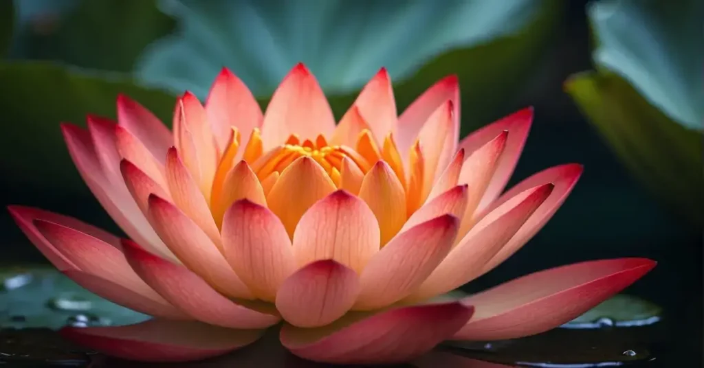 A glowing red lotus flower with the words "I am grounded and secure" written in bold letters surrounding it