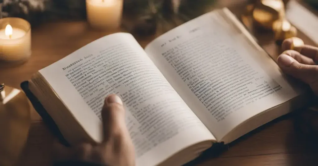 A hand reaches for a book titled "Words of Affirmation Gifts" among a selection of gifts on a table