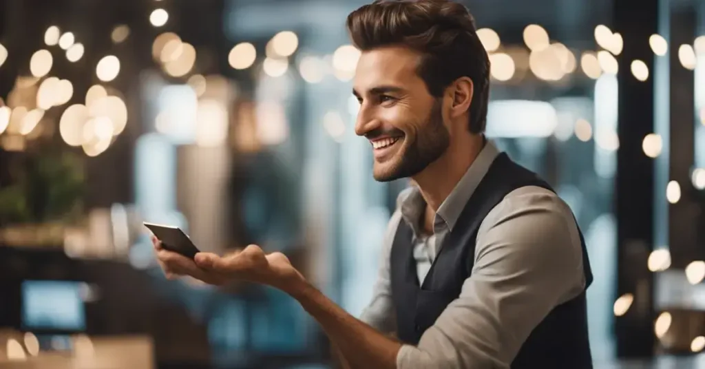 A man receiving a compliment with a smile on his face